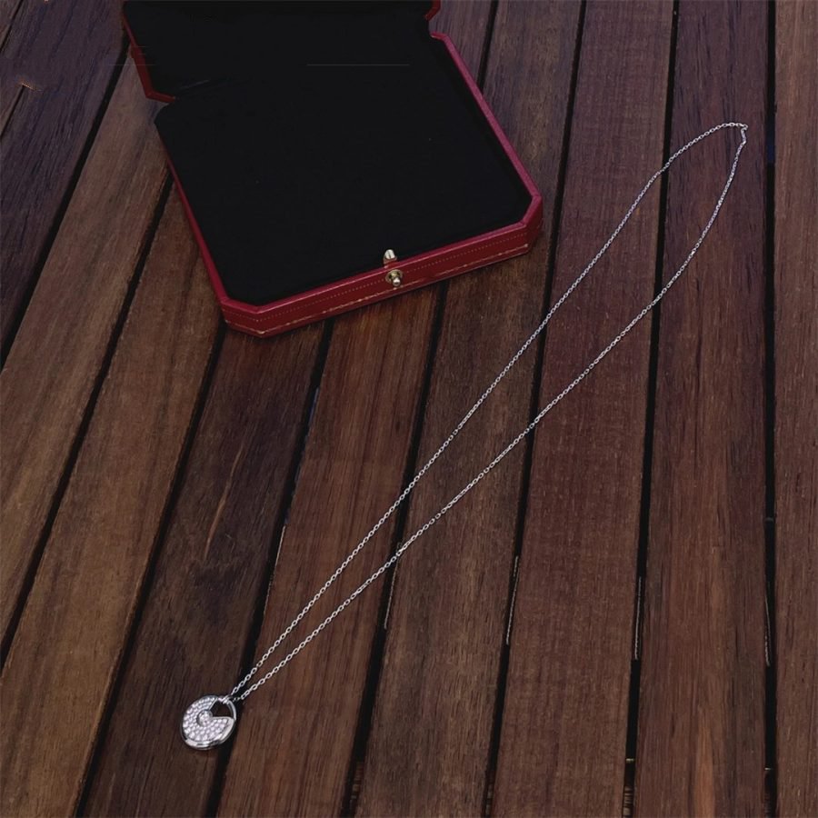 [Regal Jewels]AMULETTE SILVER FULL DIAMOND NECKLACE