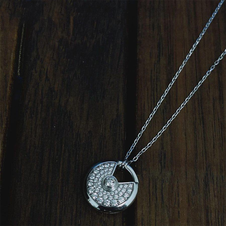 [Regal Jewels]AMULETTE SILVER FULL DIAMOND NECKLACE