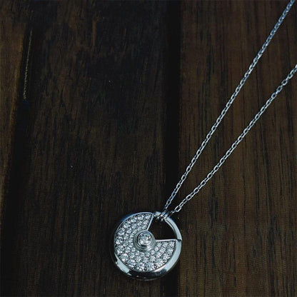 [Regal Jewels]AMULETTE SILVER FULL DIAMOND NECKLACE