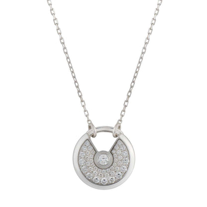 [Regal Jewels]AMULETTE SILVER FULL DIAMOND NECKLACE