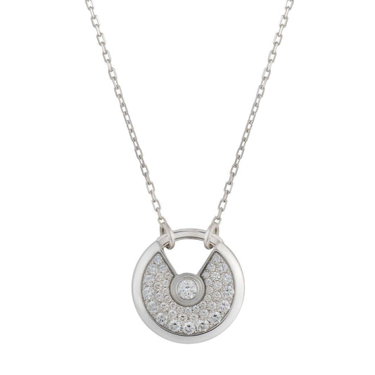 [Regal Jewels]AMULETTE SILVER FULL DIAMOND NECKLACE