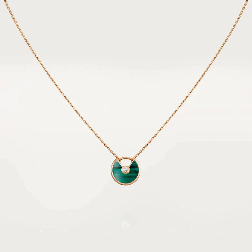 [Regal Jewels]AMULETTE ROSE GOLD MALACHITE NECKLACE