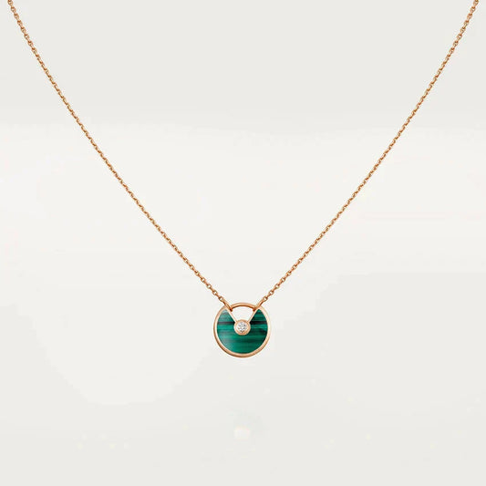 [Regal Jewels]AMULETTE ROSE GOLD MALACHITE NECKLACE