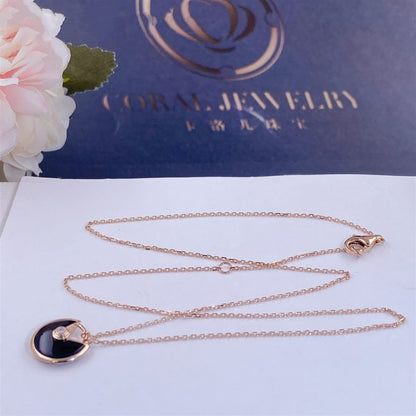 [Regal Jewels]AMULETTE ROSE GOLD ONYX NECKLACE