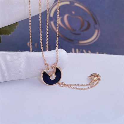[Regal Jewels]AMULETTE ROSE GOLD ONYX NECKLACE