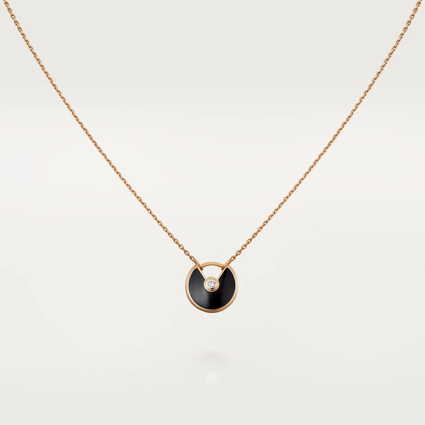 [Regal Jewels]AMULETTE ROSE GOLD ONYX NECKLACE