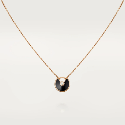 [Regal Jewels]AMULETTE ROSE GOLD ONYX NECKLACE