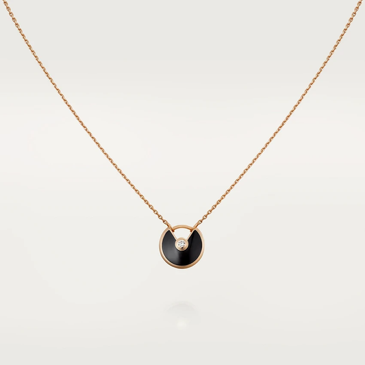 [Regal Jewels]AMULETTE ROSE GOLD ONYX NECKLACE