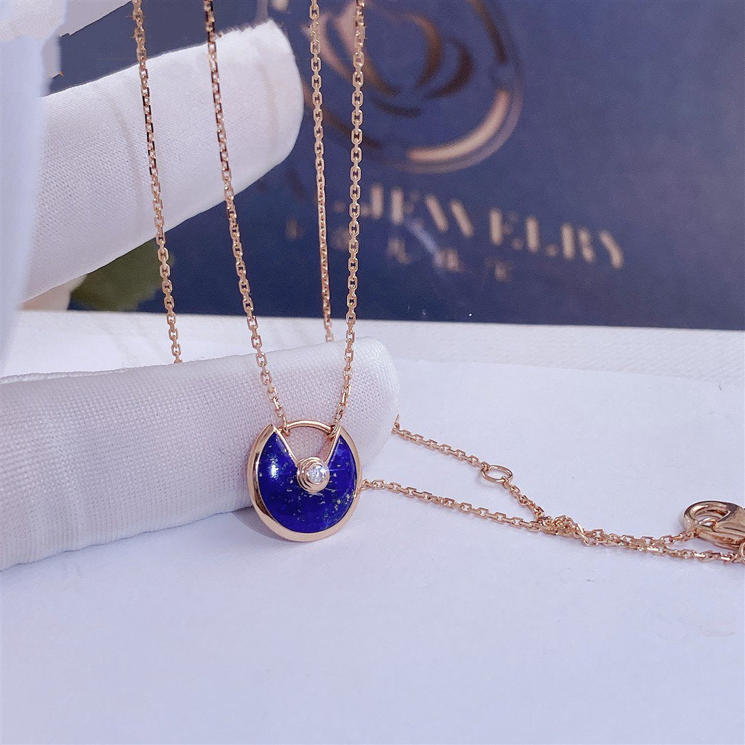 [Regal Jewels]AMULETTE ROSE GOLD AGATE NECKLACE