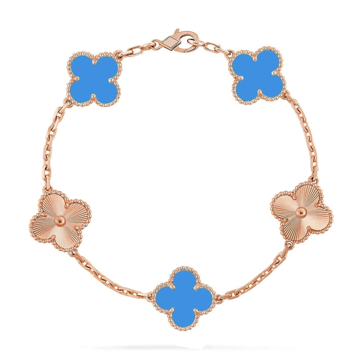 [Regal Jewels]CLOVER 5 MOTIF BLUE AGATE BRACELET COLLECTION