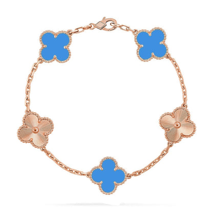 [Regal Jewels]CLOVER 5 MOTIF BLUE AGATE BRACELET COLLECTION