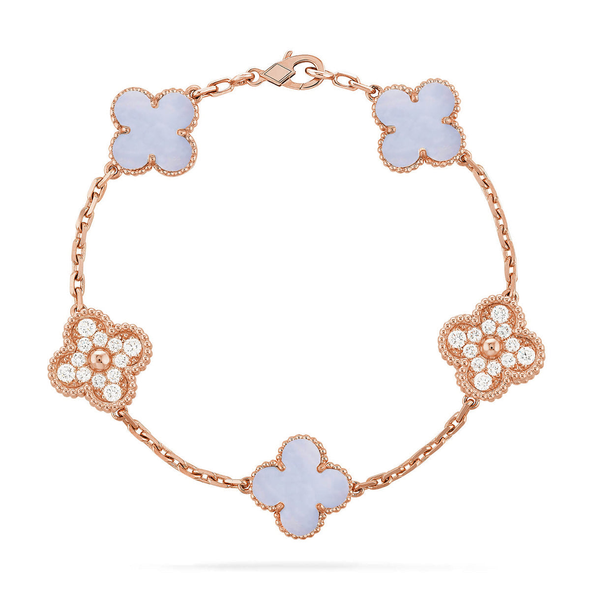 [Regal Jewels] CLOVER 5 MOTIF PURPLE CHALCEDONY BRACELET COLLECTION