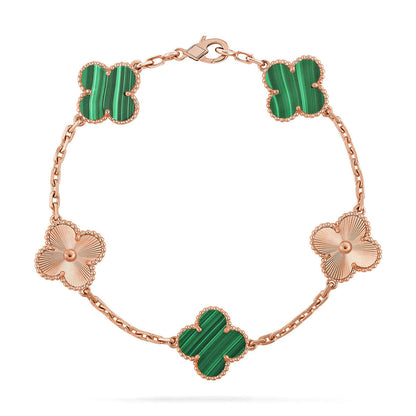 [Regal Jewels]CLOVER 5 MOTIF MALACHITE BRACELET COLLECTION