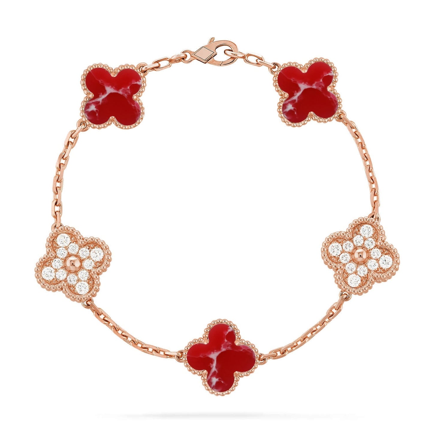 [Regal Jewels]CLOVER 5 MOTIF RED PATTERN BRACELET COLLECTION