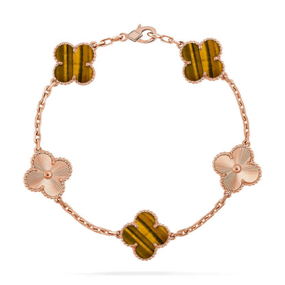[Regal Jewels]CLOVER 5 MOTIFS TIGER EYE BRACELET COLLECTION