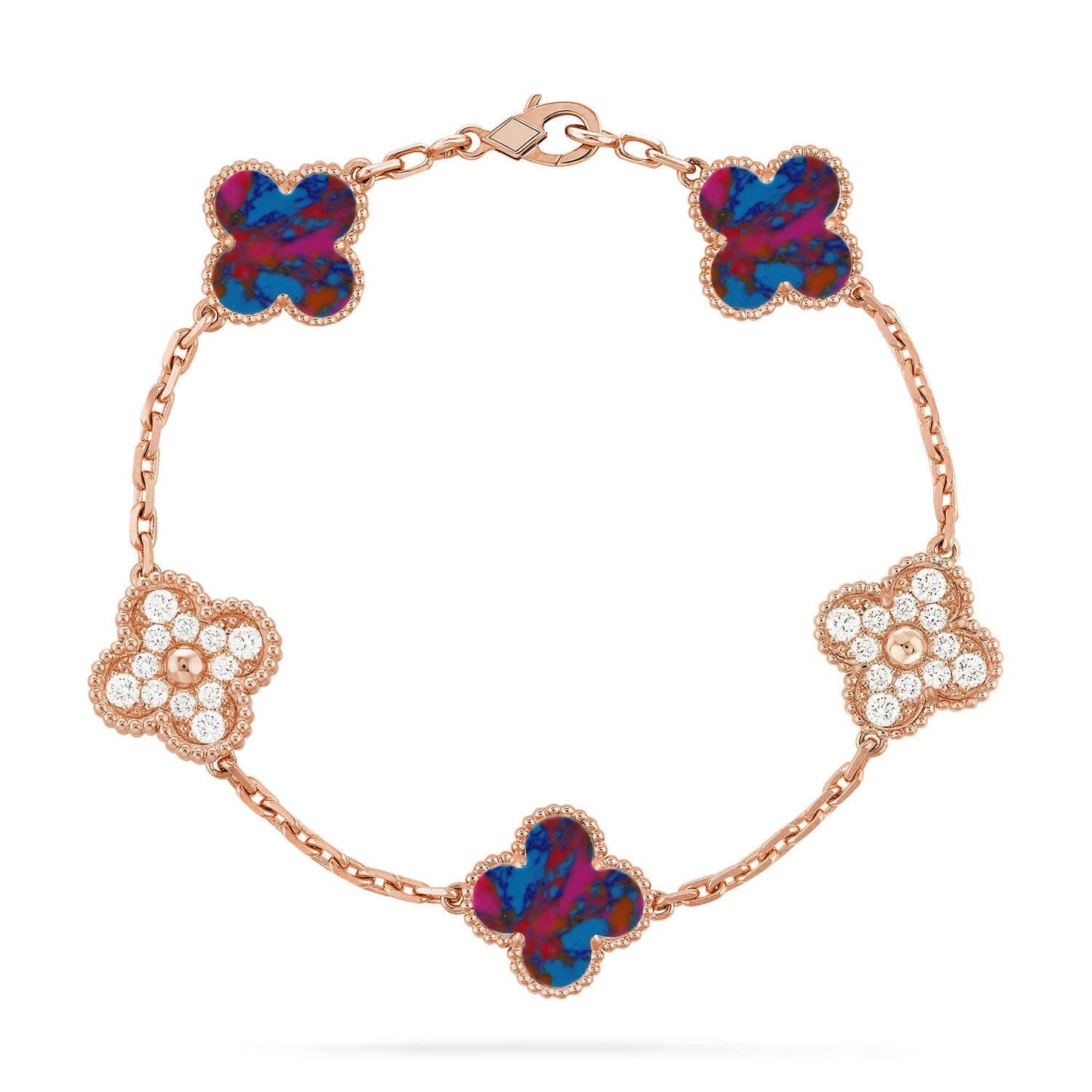 [Regal Jewels]CLOVER 5 MOTIF COLOR GEMSTONES BRACELET COLLECTION