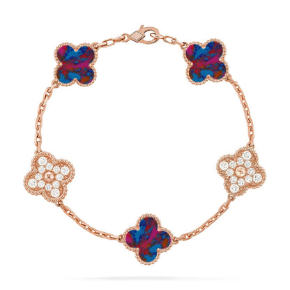[Regal Jewels]CLOVER 5 MOTIF COLOR GEMSTONES BRACELET COLLECTION