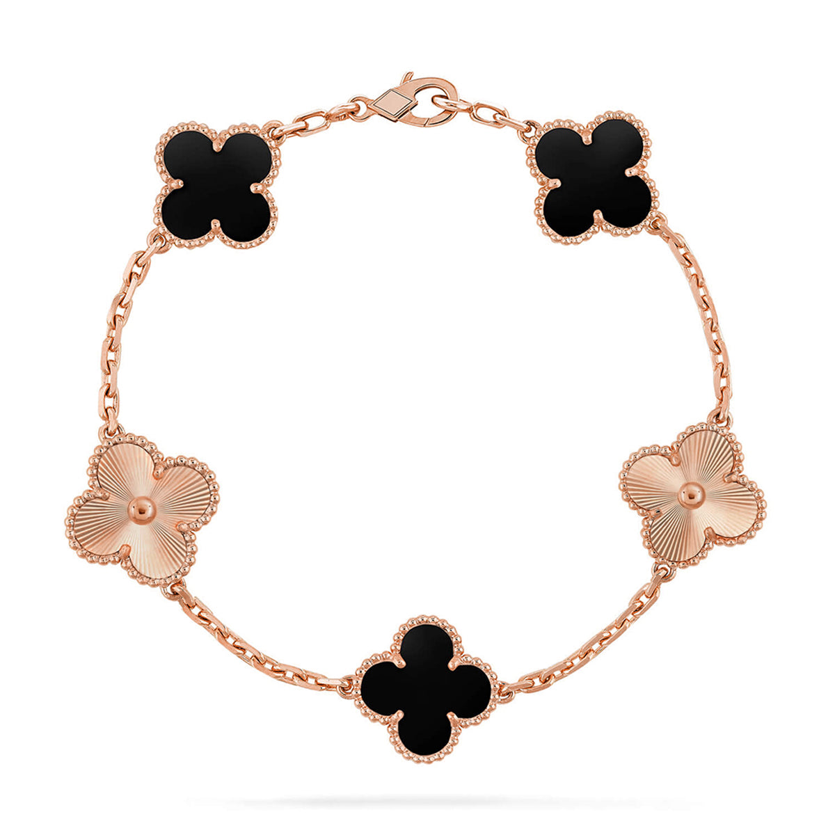 [Regal Jewels]CLOVER 5 MOTIF ONYXS BRACELET COLLECTION