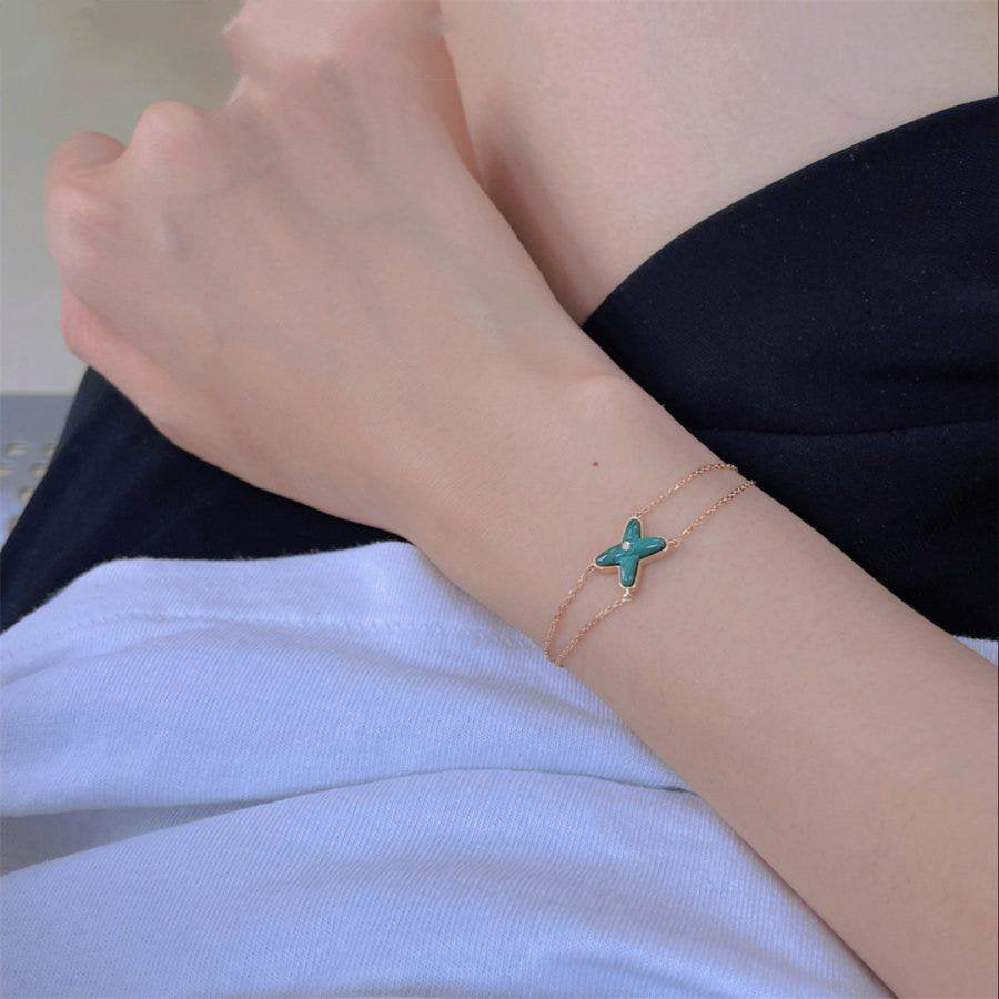 [Regal Jewels]JEUX BRACELET MALACHITE PINK GOLD 1 DIAMOND