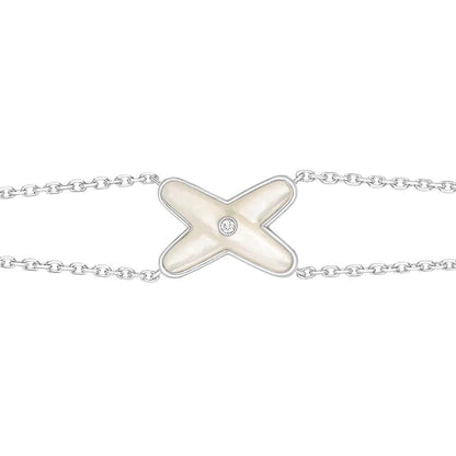 [Regal Jewels]JEUX BRACELET WHITE MOP SILVER 1 DIAMOND