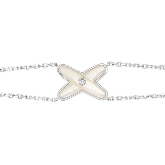 [Regal Jewels]JEUX BRACELET WHITE MOP SILVER 1 DIAMOND