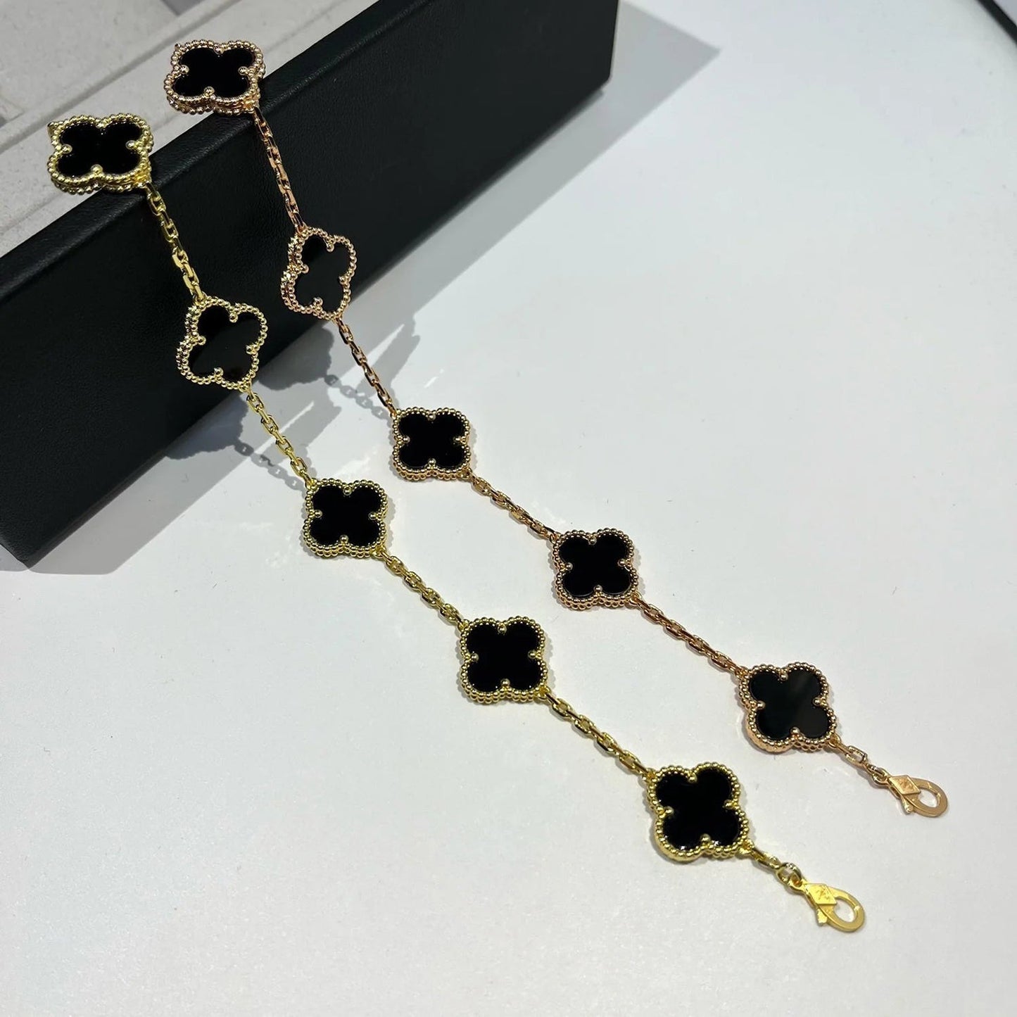 [Regal Jewels]CLOVER  5 MOTIFS BLACK ONYX BRACELET