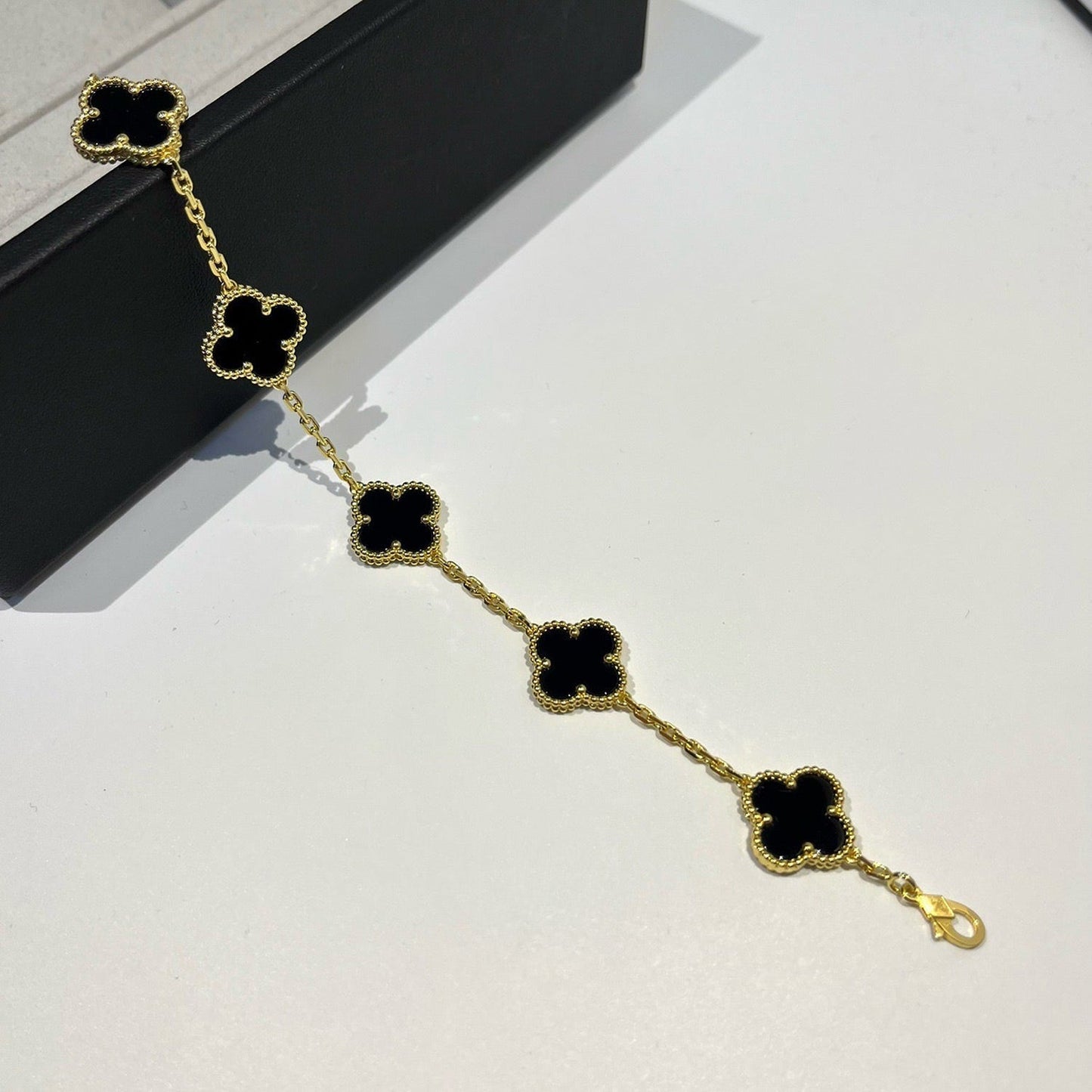[Regal Jewels]CLOVER  5 MOTIFS BLACK ONYX BRACELET