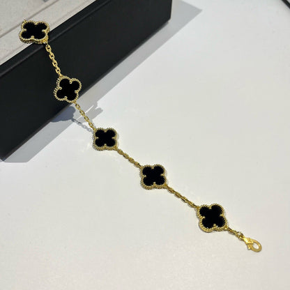 [Regal Jewels]CLOVER  5 MOTIFS BLACK ONYX BRACELET
