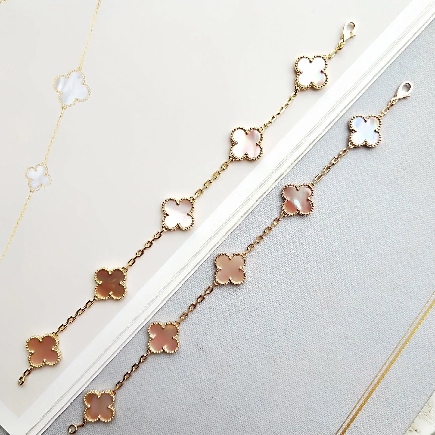 [Regal Jewels]CLOVER 5 PINK MOP BRACELET