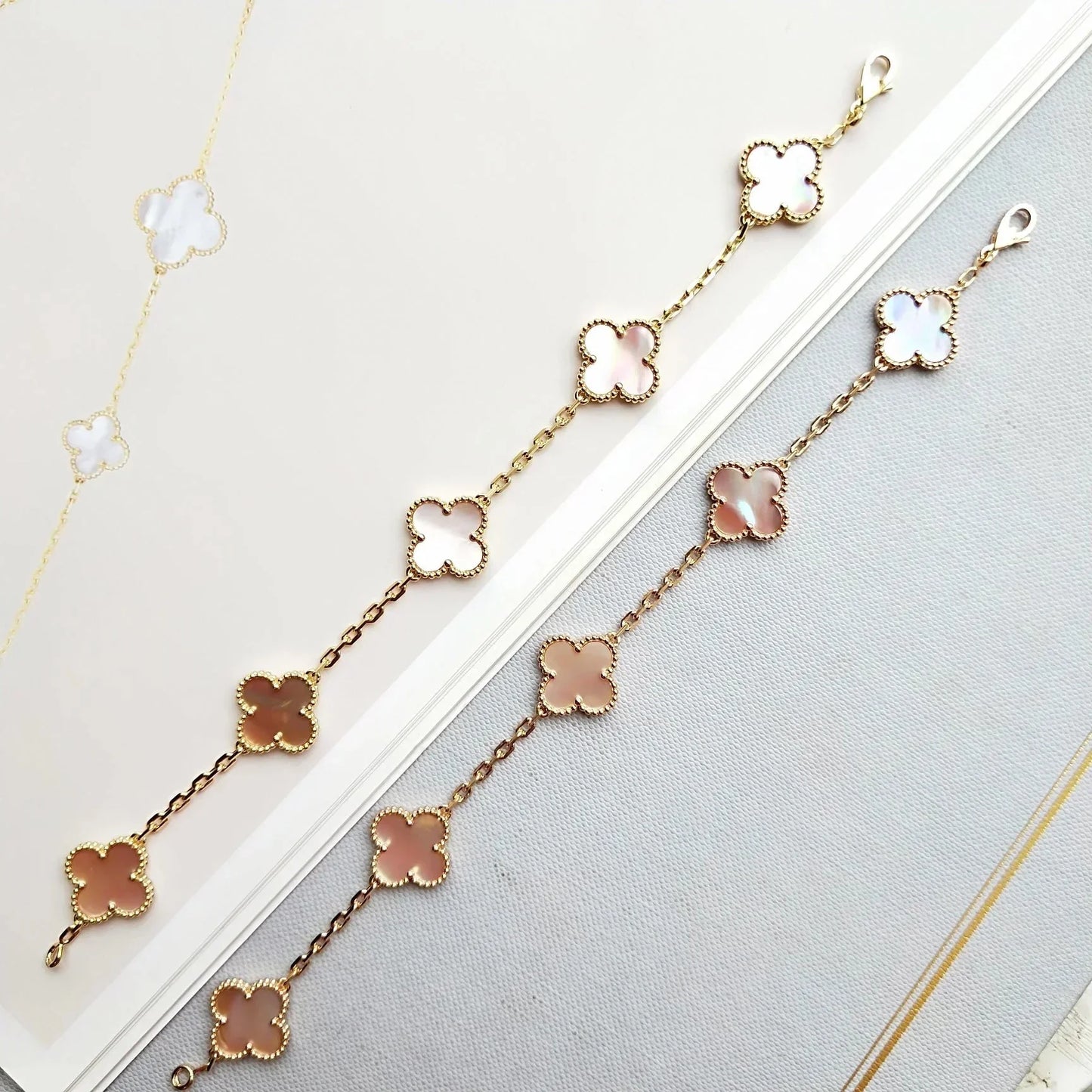 [Regal Jewels]CLOVER 5 MOTIFS  PINK MOP BRACELET COLLECTION