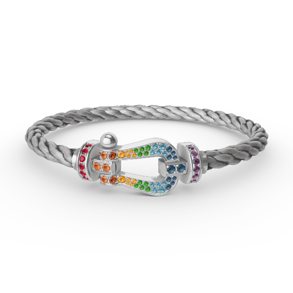 [Regal Jewels]FORC LARGE HORSESHOE  COLORED DIAMOND BRACELET SILVER