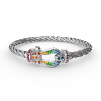 [Regal Jewels]FORC LARGE HORSESHOE  COLORED DIAMOND BRACELET SILVER