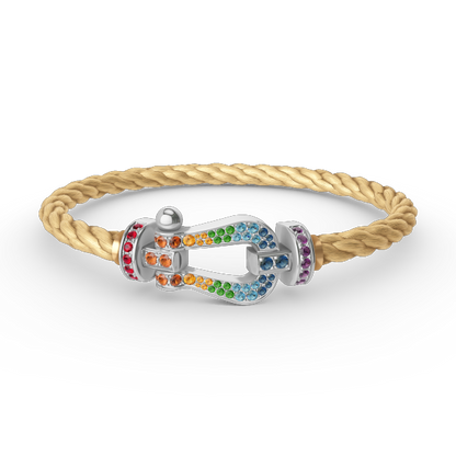 [Regal Jewels]FORC LARGE HORSESHOE  COLORED DIAMOND BRACELET SILVER