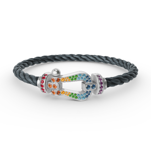 [Regal Jewels]FORC LARGE HORSESHOE  COLORED DIAMOND BRACELET SILVER