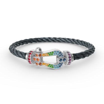 [Regal Jewels]FORC LARGE HORSESHOE  COLORED DIAMOND BRACELET SILVER