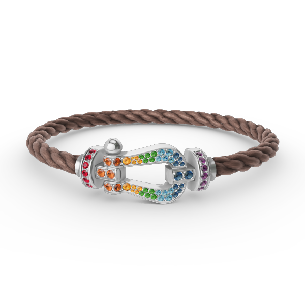 [Regal Jewels]FORC LARGE HORSESHOE  COLORED DIAMOND BRACELET SILVER