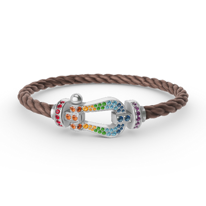 [Regal Jewels]FORC LARGE HORSESHOE  COLORED DIAMOND BRACELET SILVER