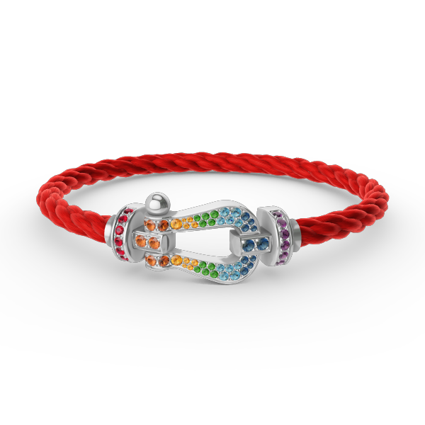 [Regal Jewels]FORC LARGE HORSESHOE  COLORED DIAMOND BRACELET SILVER