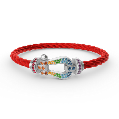 [Regal Jewels]FORC LARGE HORSESHOE  COLORED DIAMOND BRACELET SILVER
