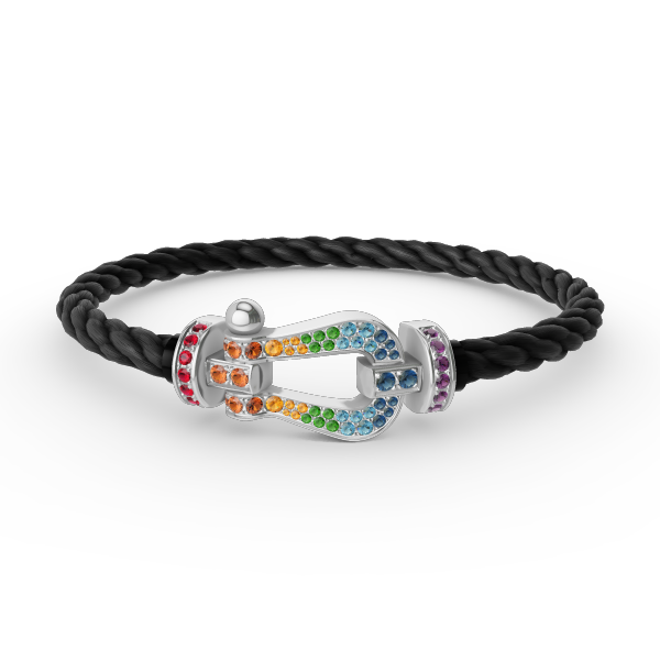 [Regal Jewels]FORC LARGE HORSESHOE  COLORED DIAMOND BRACELET SILVER