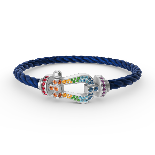 [Regal Jewels]FORC LARGE HORSESHOE  COLORED DIAMOND BRACELET SILVER