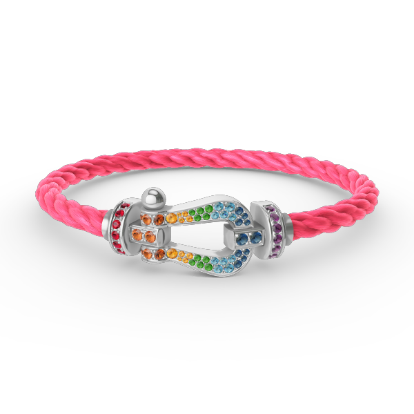 [Regal Jewels]FORC LARGE HORSESHOE  COLORED DIAMOND BRACELET SILVER