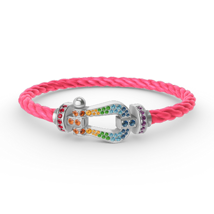 [Regal Jewels]FORC LARGE HORSESHOE  COLORED DIAMOND BRACELET SILVER