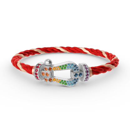 [Regal Jewels]FORC LARGE HORSESHOE  COLORED DIAMOND BRACELET SILVER