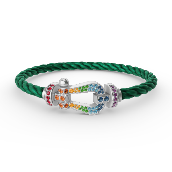 [Regal Jewels]FORC LARGE HORSESHOE  COLORED DIAMOND BRACELET SILVER