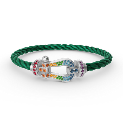 [Regal Jewels]FORC LARGE HORSESHOE  COLORED DIAMOND BRACELET SILVER