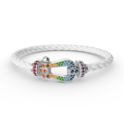 [Regal Jewels]FORC LARGE HORSESHOE  COLORED DIAMOND BRACELET SILVER