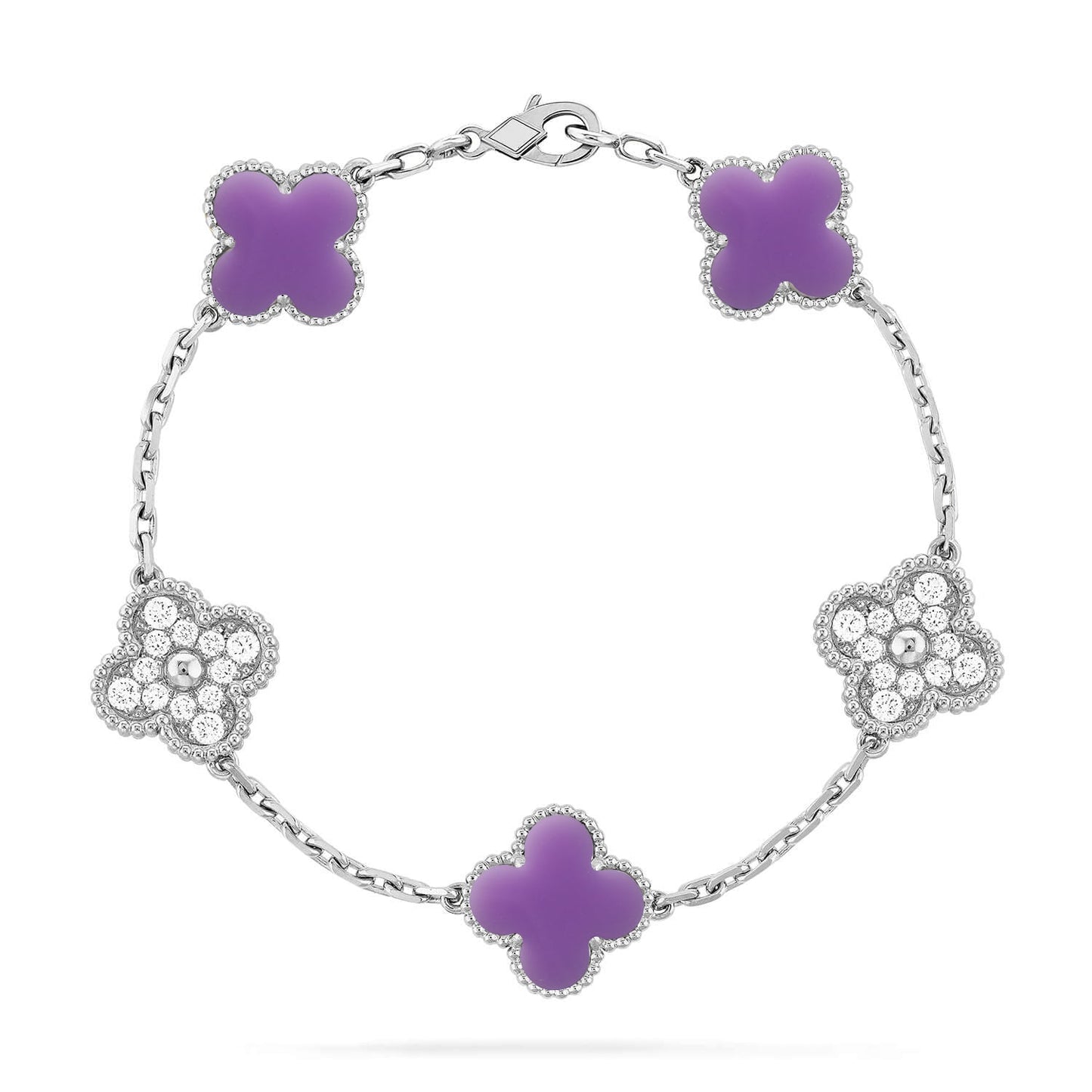 [Regal Jewels]CLOVER 5 MOTIF LIGHT PURPLE BRACELET COLLECTION
