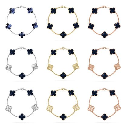 [Regal Jewels]CLOVER 5 MOTIF ONYXS BRACELET COLLECTION