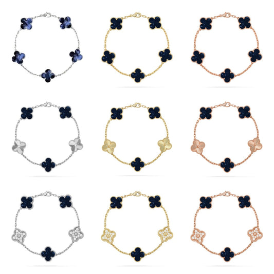 [Regal Jewels]CLOVER 5 MOTIF ONYXS BRACELET COLLECTION
